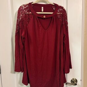 Lace Detail Burgundy Top